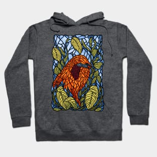 Stained glass Bird with Leaves Hoodie